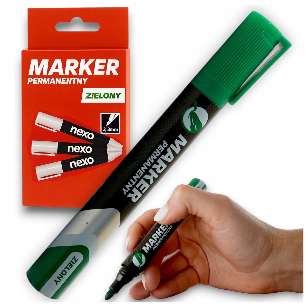 Groene permanente bouwmarker, waterdicht, met clip
