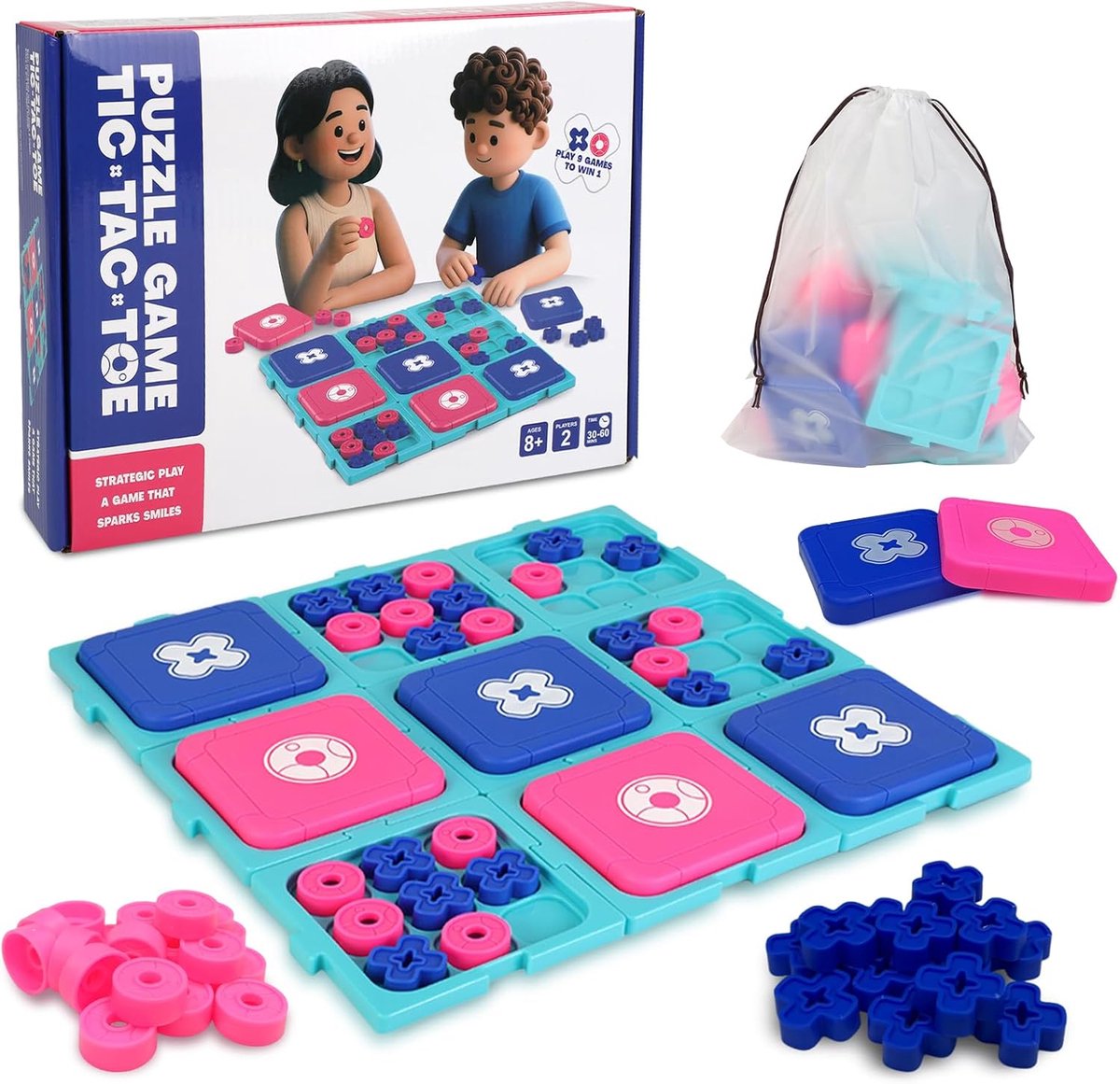 Tic Tac Toe spel - draagbaar bordspel - strategisch en uitdagend - perfect voor gezinsreizen - ShopVlot