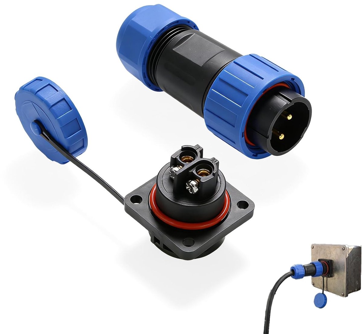 Stekkerverbinder 2-polig - dubbele connector met vergrendelingsgesp - 25 A waterdicht - ShopVlot