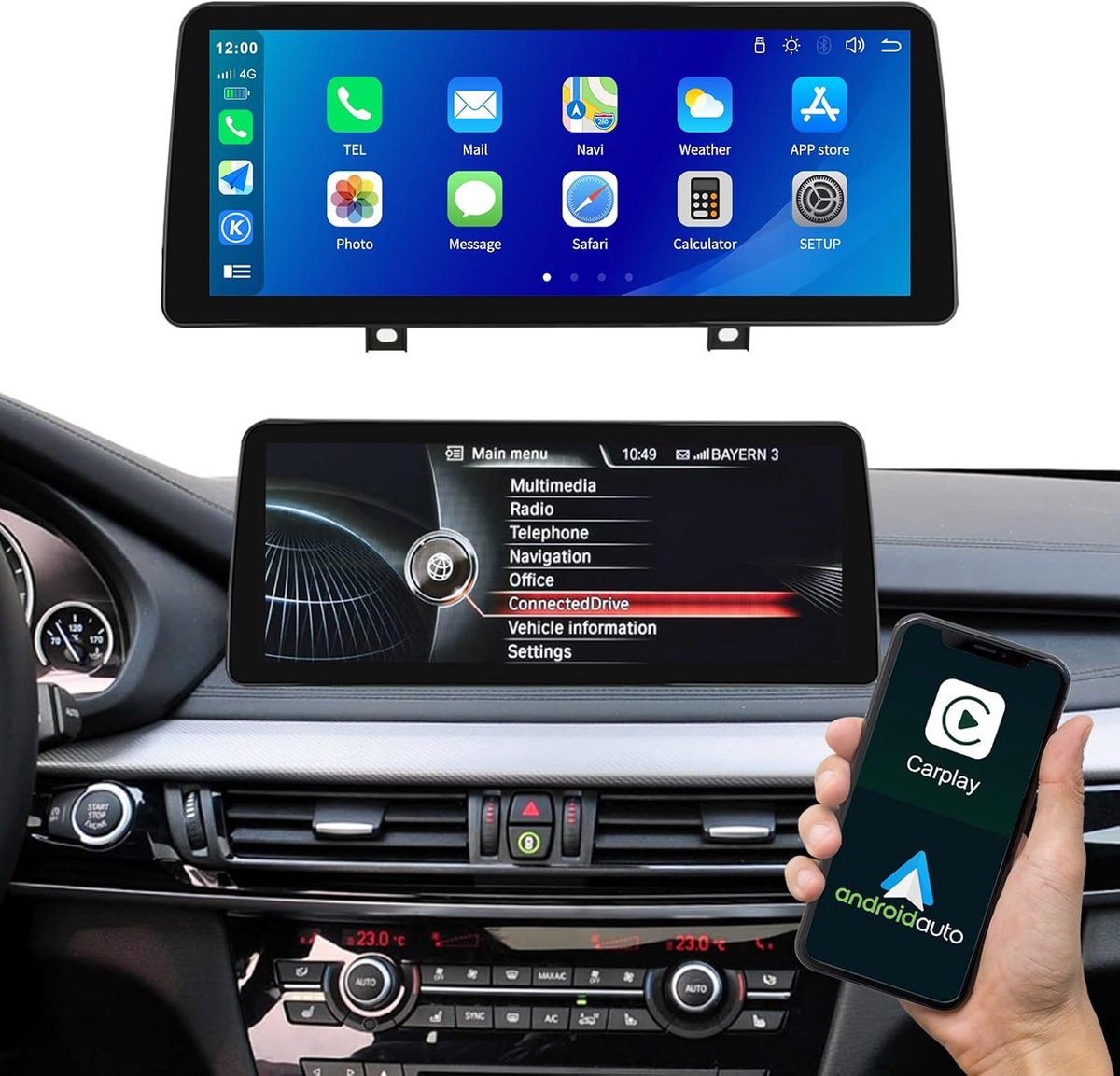 12,3 inch auto-upgradescherm - draadloze Carplay - voor BMW X5 F15 2014-2016 - ShopVlot