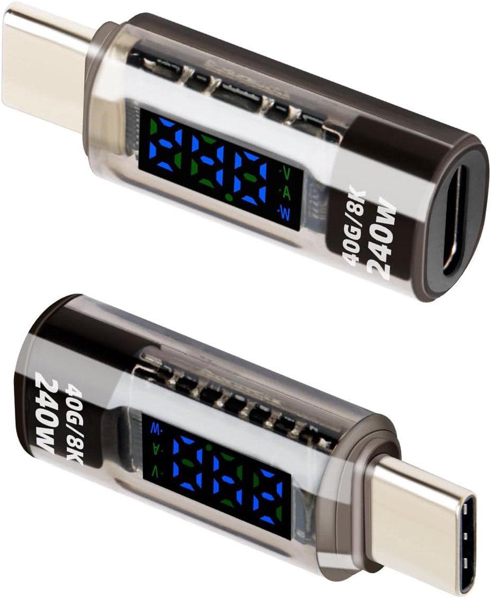 USB C Adapter - Plug naar Connector - LED Display - 240W Fast Charging - 2 Stuks - ShopVlot