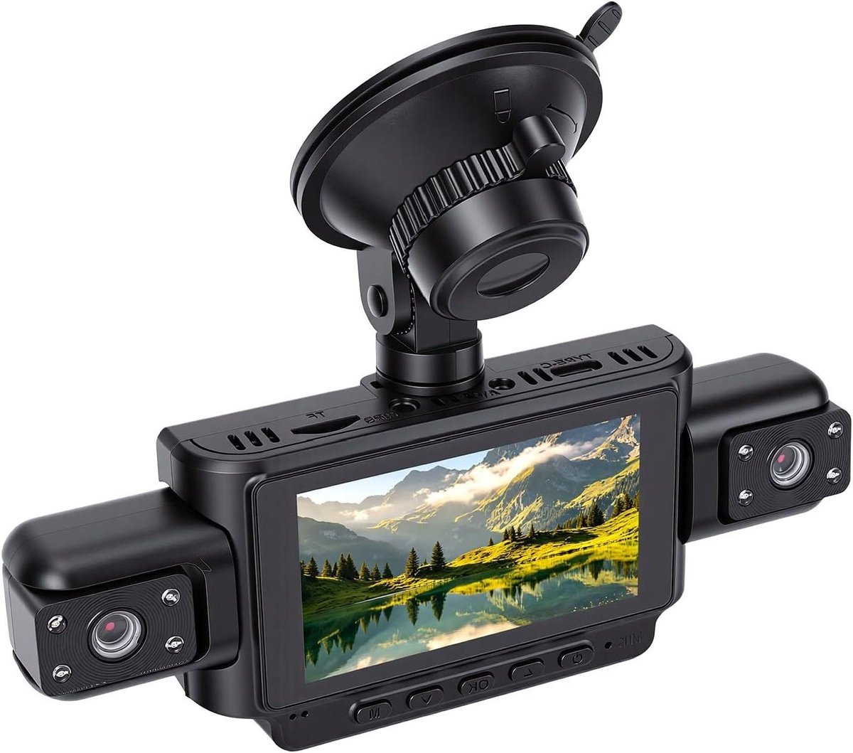 4-kanaals Dashcam - Auto Camera Recorder - Verkeersveiligheid Verbeteren - 360 Graden Dekking - 3 Inch Display - Zwart