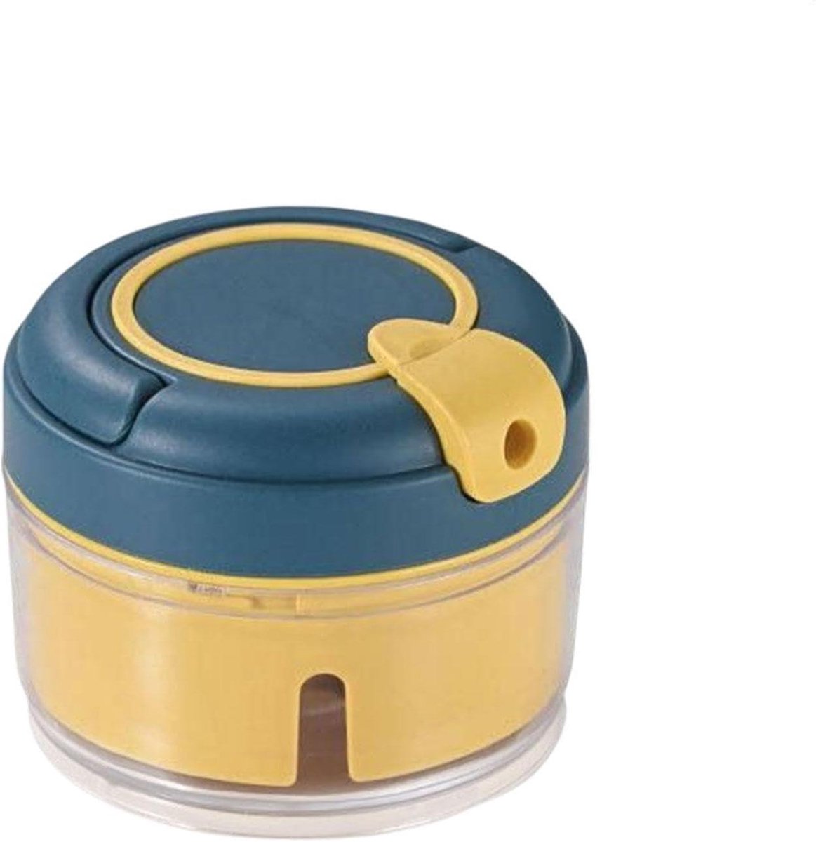 Handmatige Knoflookhakker - Keukenmachine Uiensnijder - Ingrediënten Verwerken - Dubbele Helikopters - 9 x 9 x 7 cm - Meerdere Kleuren