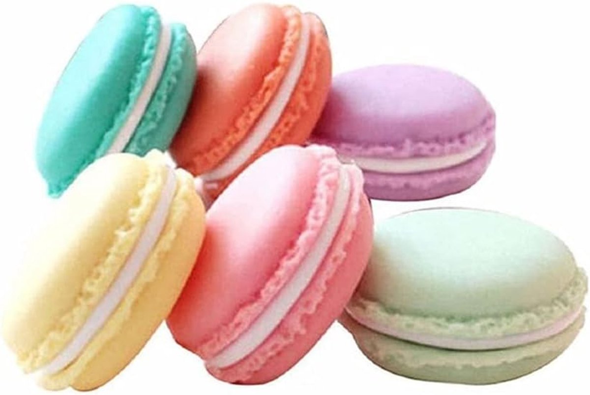 Thijox - 6 stuks mini-macaron-opbergdozen voor sieraden, cosmetica, pillen - Kleurrijke en BPA-vrije kunststof opbergdozen voor handtas, cadeau, feest