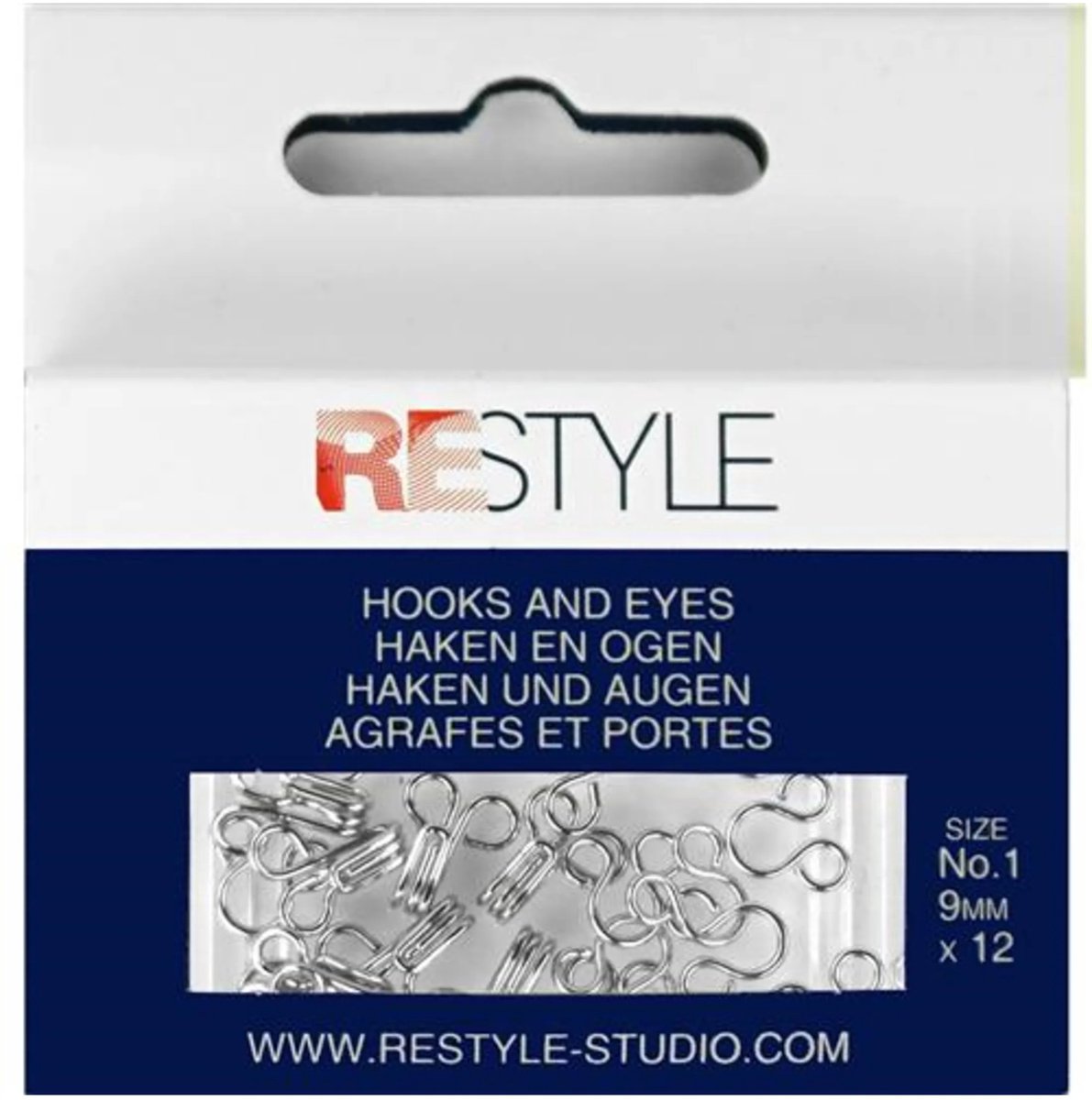 Haken en ogen nr. 1 zilver, 12 stuks