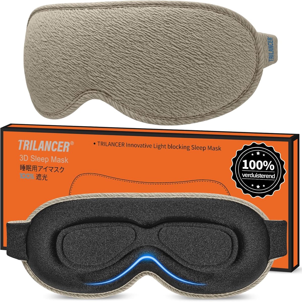 Slaapmasker 100% Lichtdicht - Ultra Zacht - Ideaal voor Zijslapers - Voor Thuis en Op Reis - ShopVlot