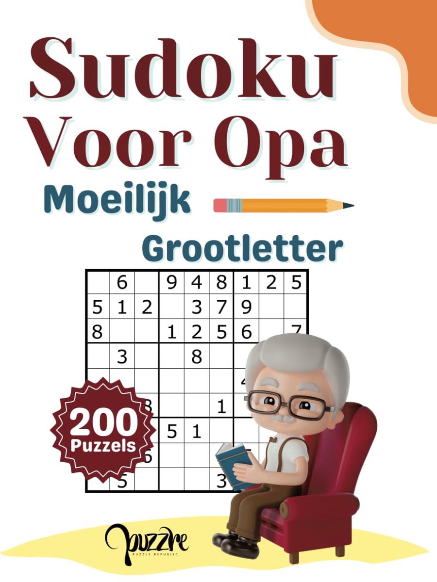 Sudoku voor opa moeilijk grootletter - hersenspellen voor volwassenen - uitdagend vermaak - stimuleert de geest - ShopVlot
