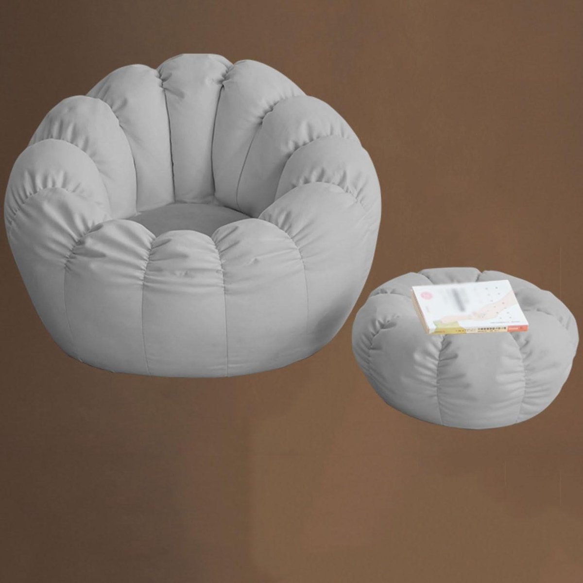 Grote zitzak - Beanbag luie bank - Ontspannen lezen - Pompoenvormig ontwerp - L - Grijs