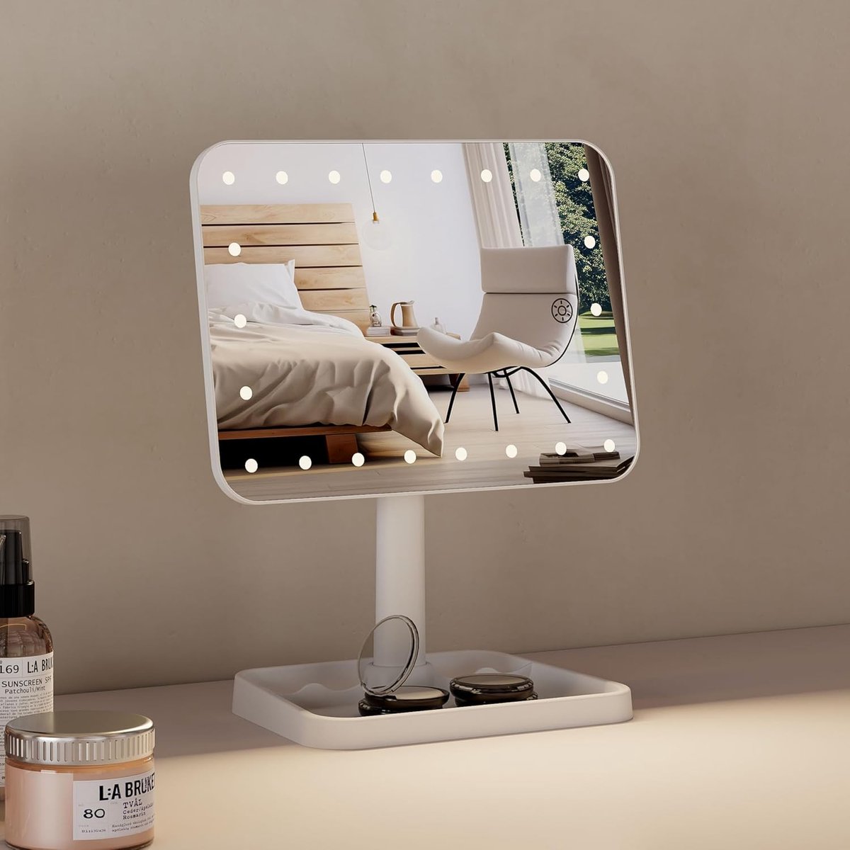 Make-up spiegel 22 LED - Draaibaar 360° - Dimbaar met aanraaksensor - Perfecte belichting voor make-up - ShopVlot