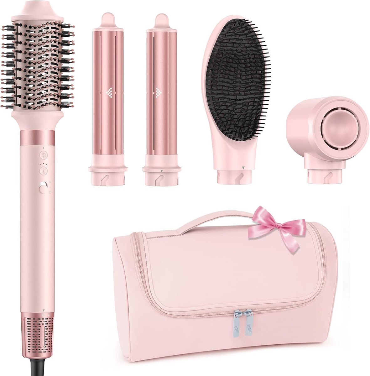 Haarstyler 5-in-1 - Föhn met borstel - Perfecte krullen en volume - Ideaal voor thuis en onderweg - ShopVlot