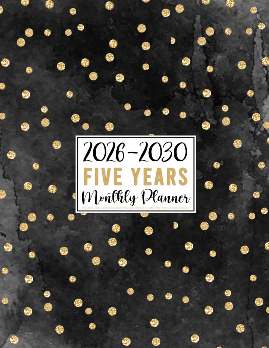 Maandplanner 2026-2030 - Grote agenda - Stijlvolle zwarte omslag - Perfect voor doelstellingen en notities - ShopVlot