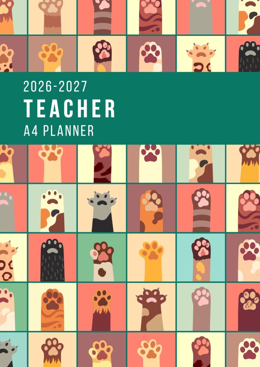 Lesplanner 2026-2027 - A4 Organiser - Kattenpootjes Design - Ideaal voor docenten - ShopVlot