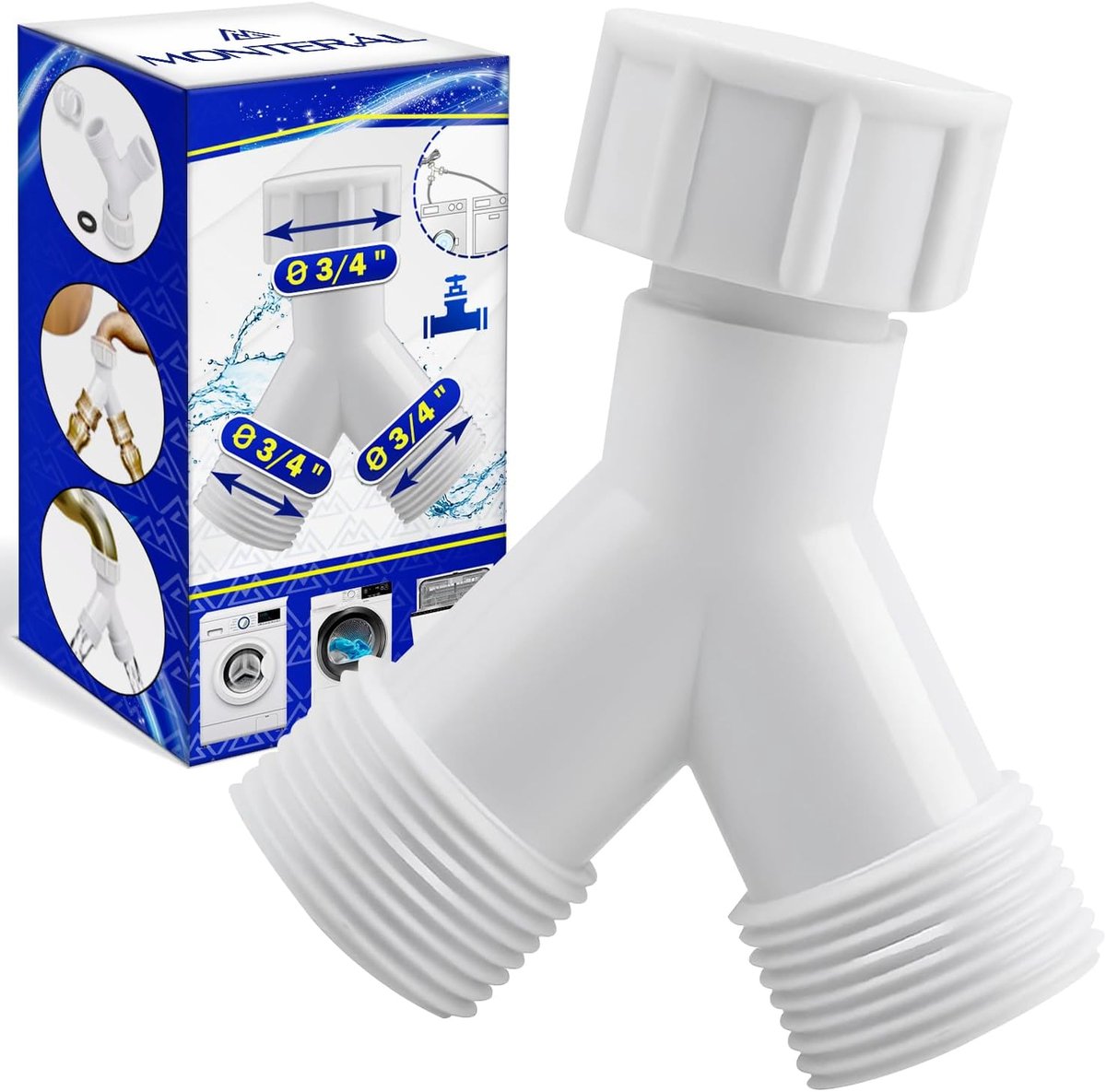Double wateraansluiting 20 x 27 mm - 2-wegs Y-verdeler - voor wasmachine en vaatwasser - gelijktijdige aansluiting - ShopVlot