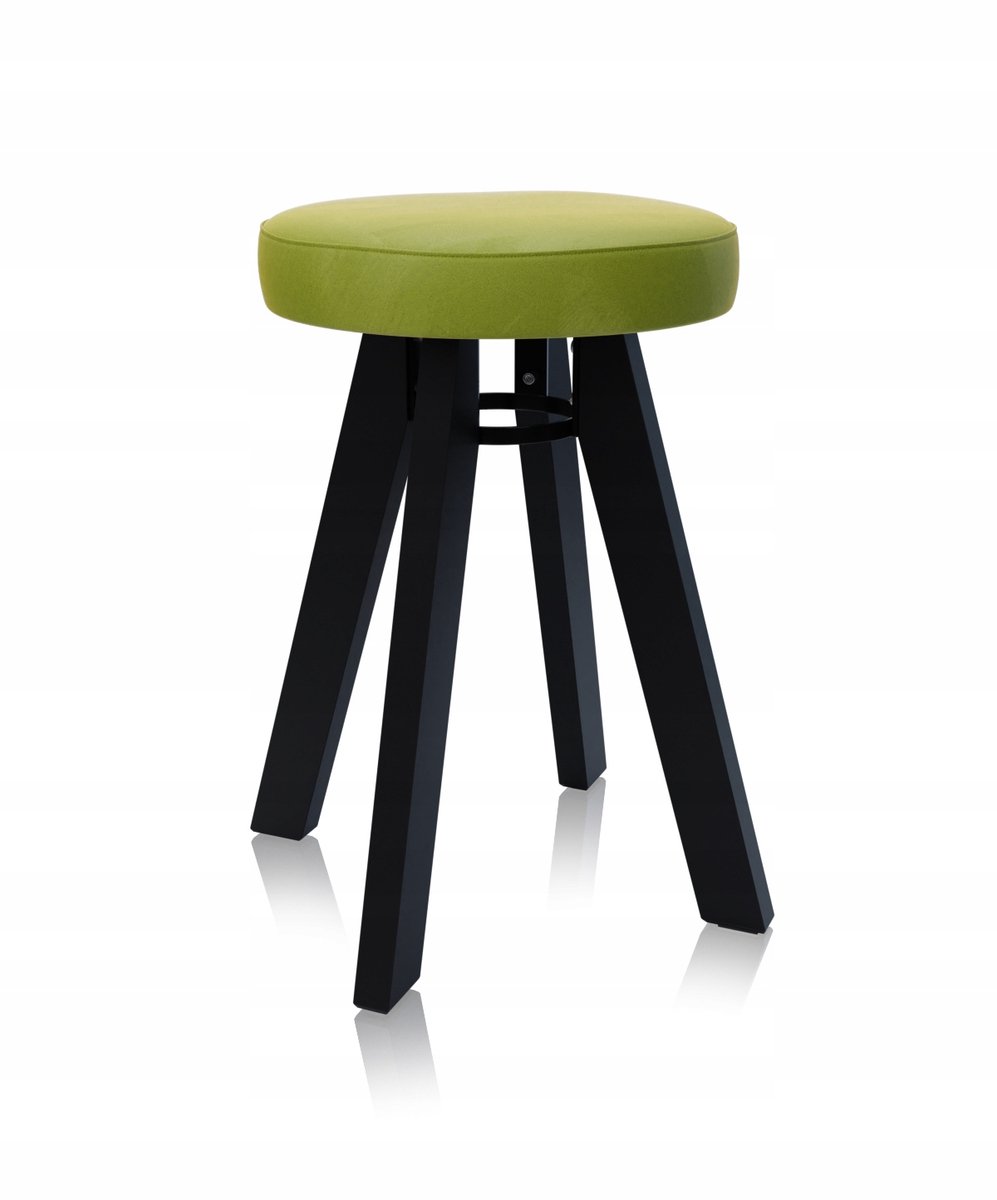 Merkloos Houten Keukentabouret met Zwart Frame en Olive Stof