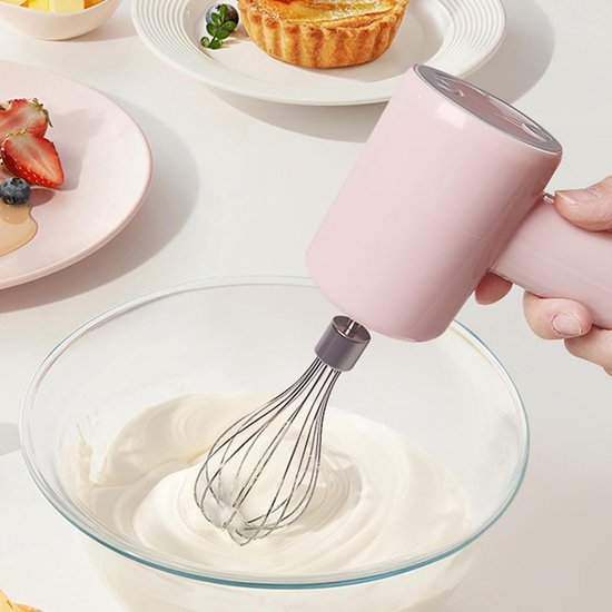 Automatische Eierklopper - Elektrische Garde - Bakken en Koken - Stil en Draadloos - 3 Snelheden - Roze — afbeelding 2