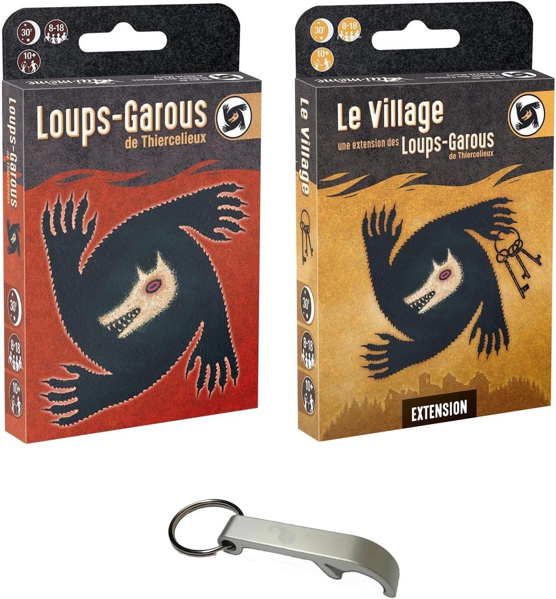 SnelShoppen - Spellen Set Garou de Thiercelieux + Le Dorf + 1 Blumie Flessenopener - Bordspel voor 8-18 Spelers, 30 Minuten, 10 Jaar en Ouders, Perfec