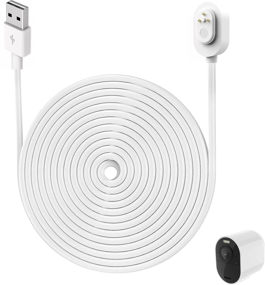 Magnetische oplaadkabel Arlo Ultra 1 2 Pro 3 4 5 - 3 m extra lange witte kabel - snel opladen - altijd opgeladen - ShopVlot