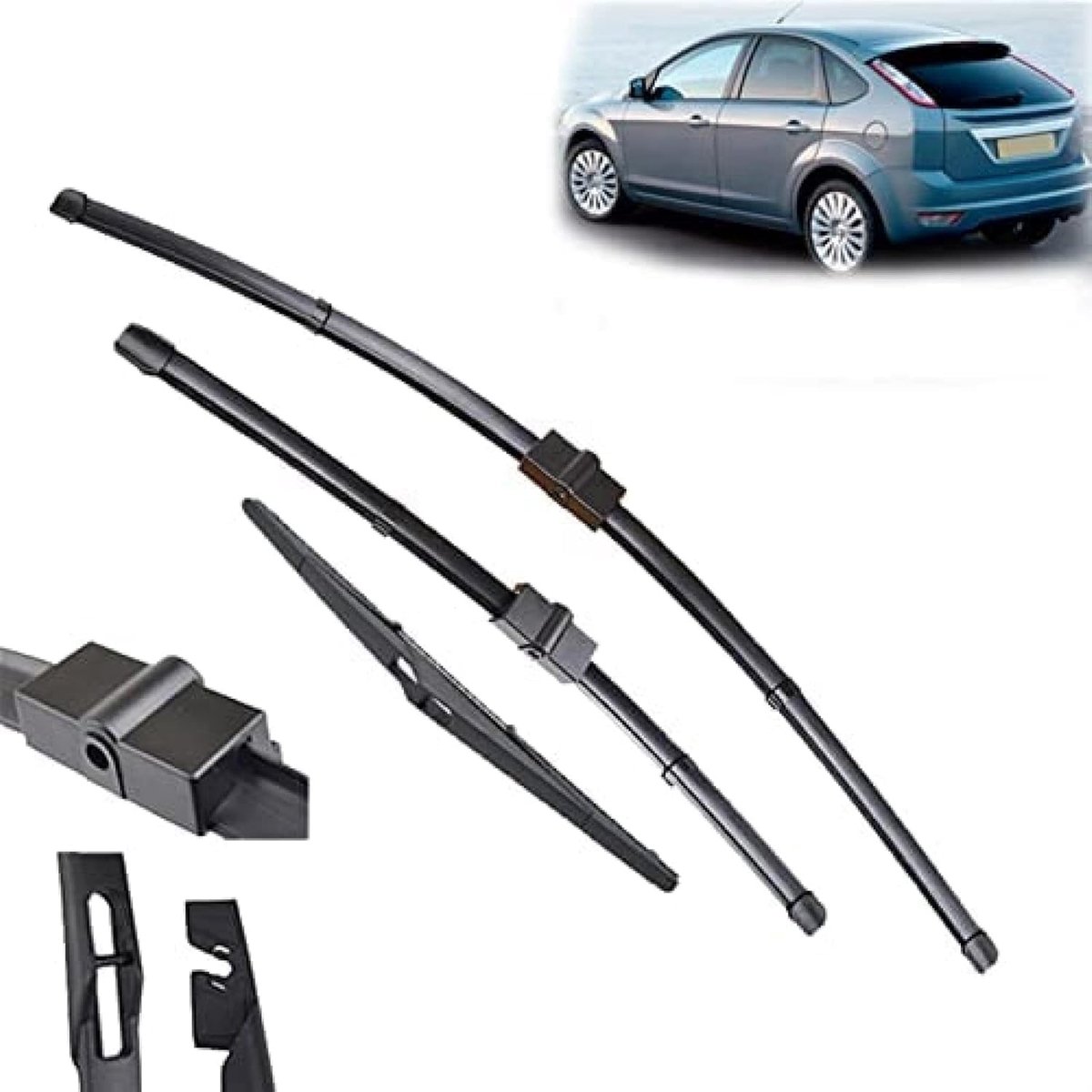 Wisser set voor Ford Focus 2 26"+17"+14" - natuurlijk rubber - optimale zichtbaarheid - eenvoudig te monteren - ShopVlot