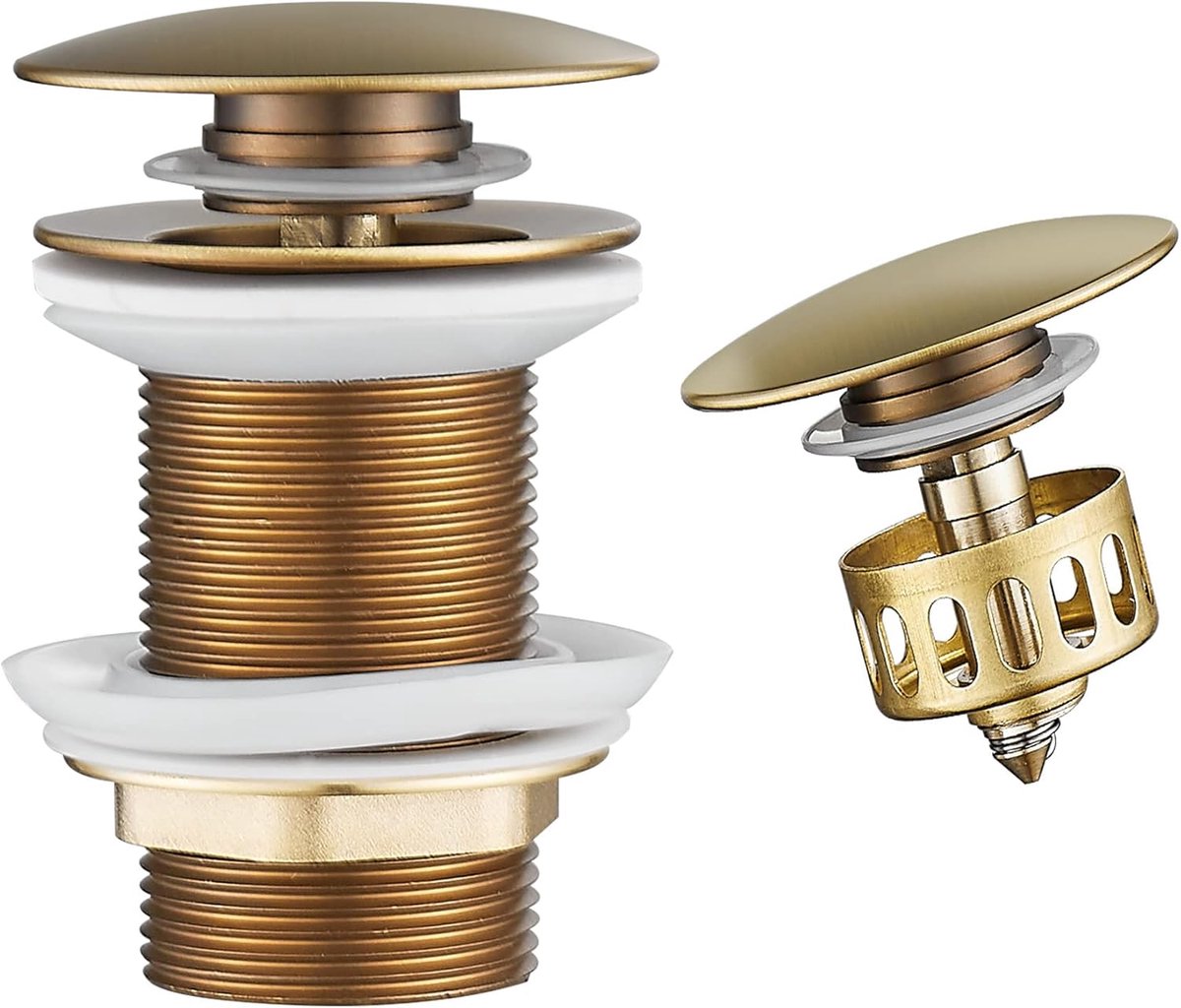 Afvoerplug Pop Up - Antiek Messing - Inclusief Filtermand - Eenvoudig te Reinigen - ShopVlot