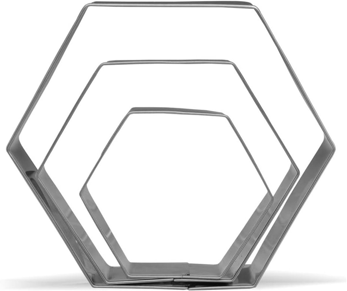 Koekjesuitsteekset hexagonaal 3-delig - roestvrij staal - voor creatieve bakprojecten - ShopVlot