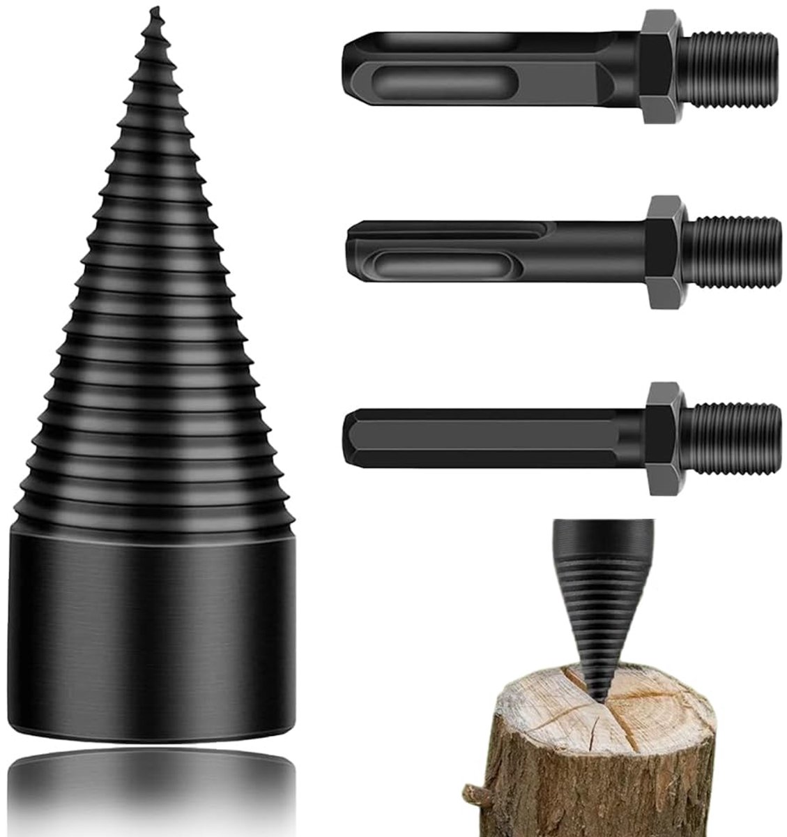 Houtspliter boor 50 mm - Hoogwaardige koolstofstaal - 3 handvatten - Ideaal voor het splitsen van hout - SnelShoppen