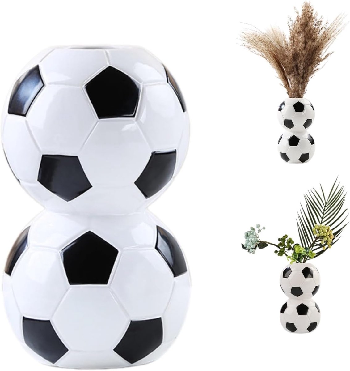 Keramische voetbalvaas - dubbelbal - modern design - pennenhouder voor opgeruimd bureau - SnelShoppen