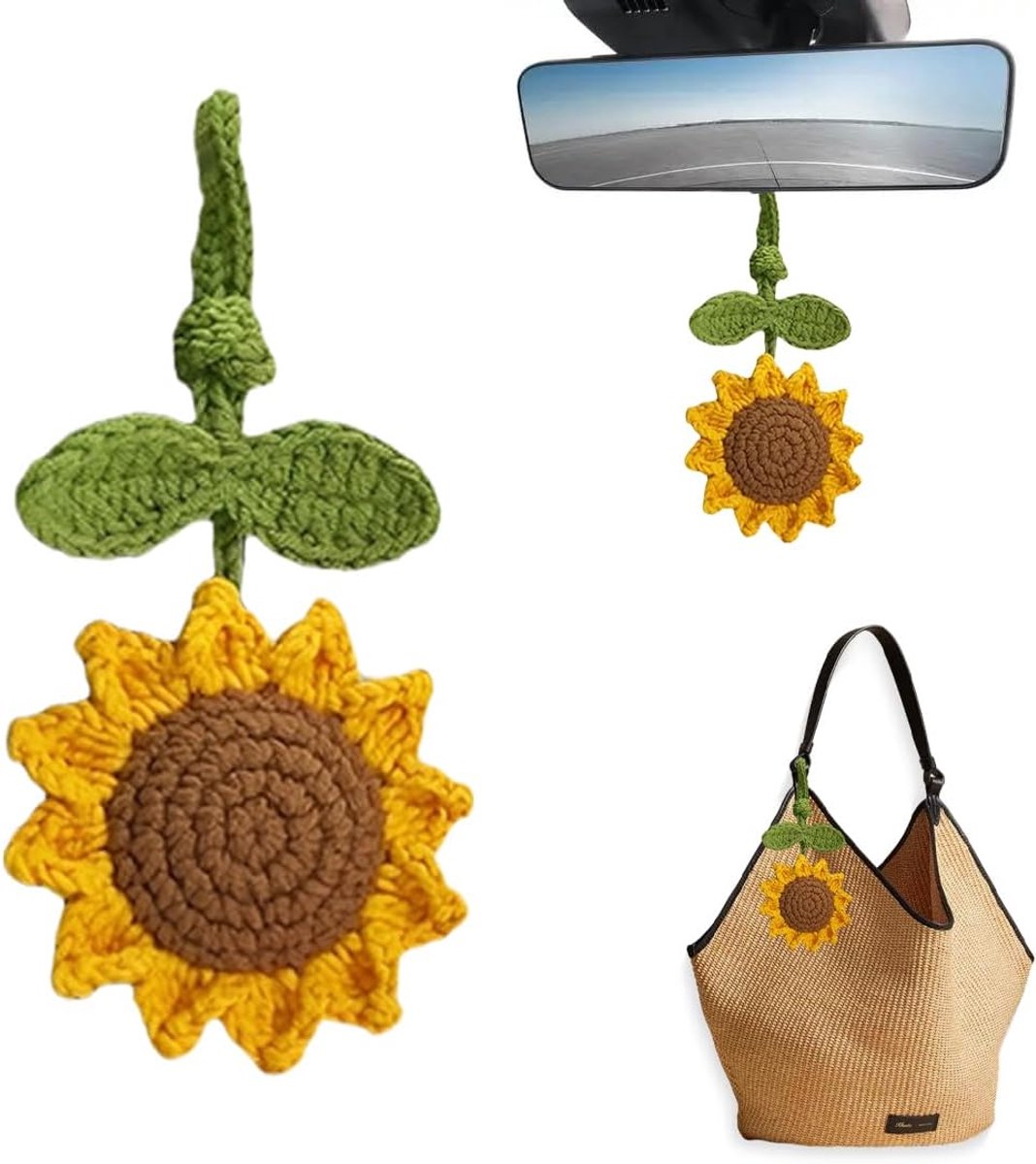 Achteruitkijkspiegel hanger - zonnebloem ontwerp - car interior decoratie - unieke uitstraling - SnelShoppen