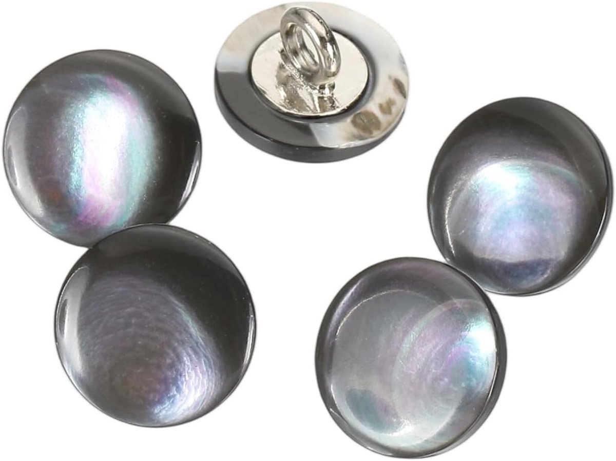 Knopen 11.5mm Natuurlijke Parelmoer Knopen Gebogen Oppervlak Knop Shell Met Schacht Voor Naaien Shirt DIY Ambachtelijke Decoratie Grijs/Zilver