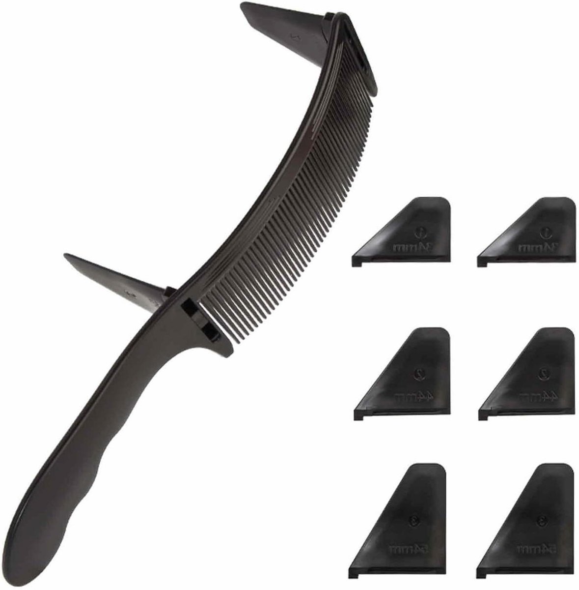 Gebogen Kapperskam - Tondeuse Kam - Haar Knippen - Ergonomisch S-vormig - 21 cm - Zwart