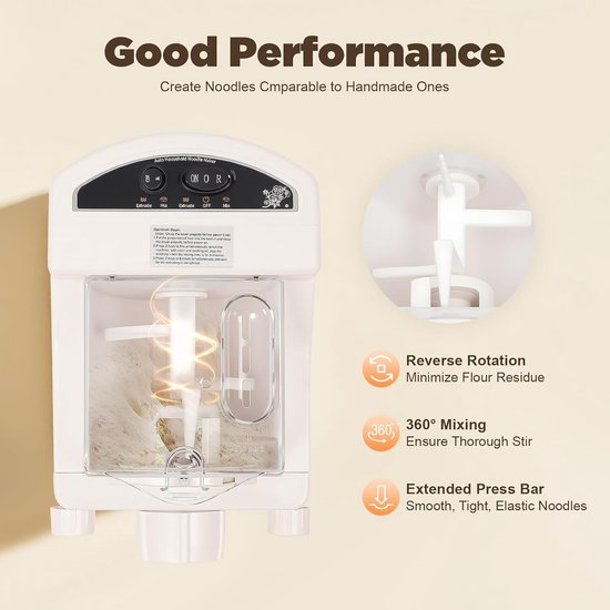 Pasta machine elektrisch 260W - volautomatisch met 9 accessoires - voor verse pasta en noedels - SnelShoppen — afbeelding 5