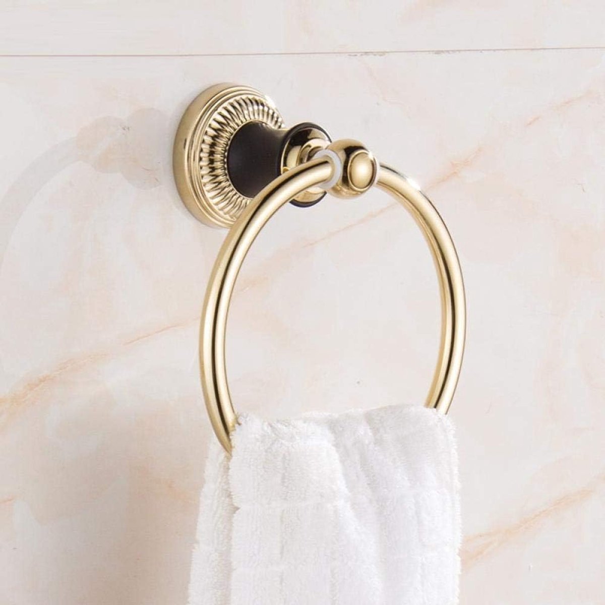 Handdoekhouder Badkamer, European Style Badkamer handdoek Rack, Amerikaanse Rose Gouden Badkamer Handdoek Ring Europese Gouden Ronde Antieke Zwarte Patina Handdoek Ring-A