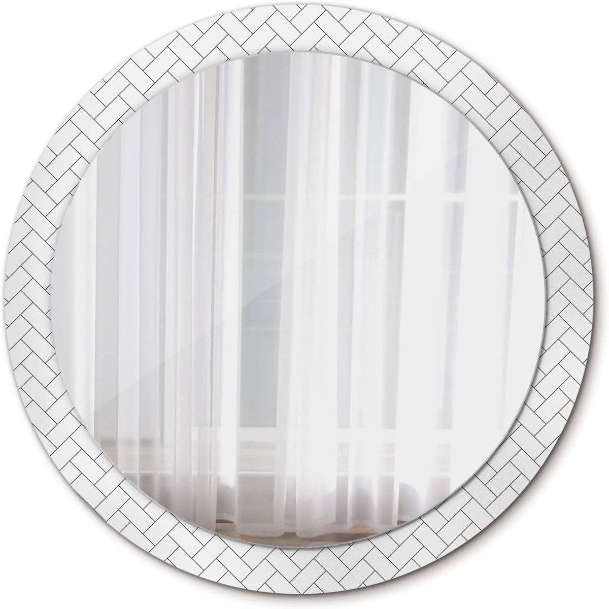 Modern Ø 90 cm Glas Interieur Decoratie Gedrukt Spiegel Ronde Hangende Spiegel DIY - Visgraat