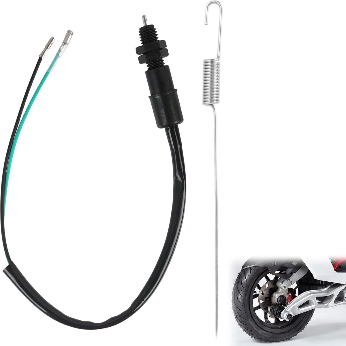 motorfiets achterremlichtschakelaar met veerkit, geschikt voor auto's, motorfietsen, off-road fietsen, karts en racewagen, Eenvoudige installatie en aanpassing