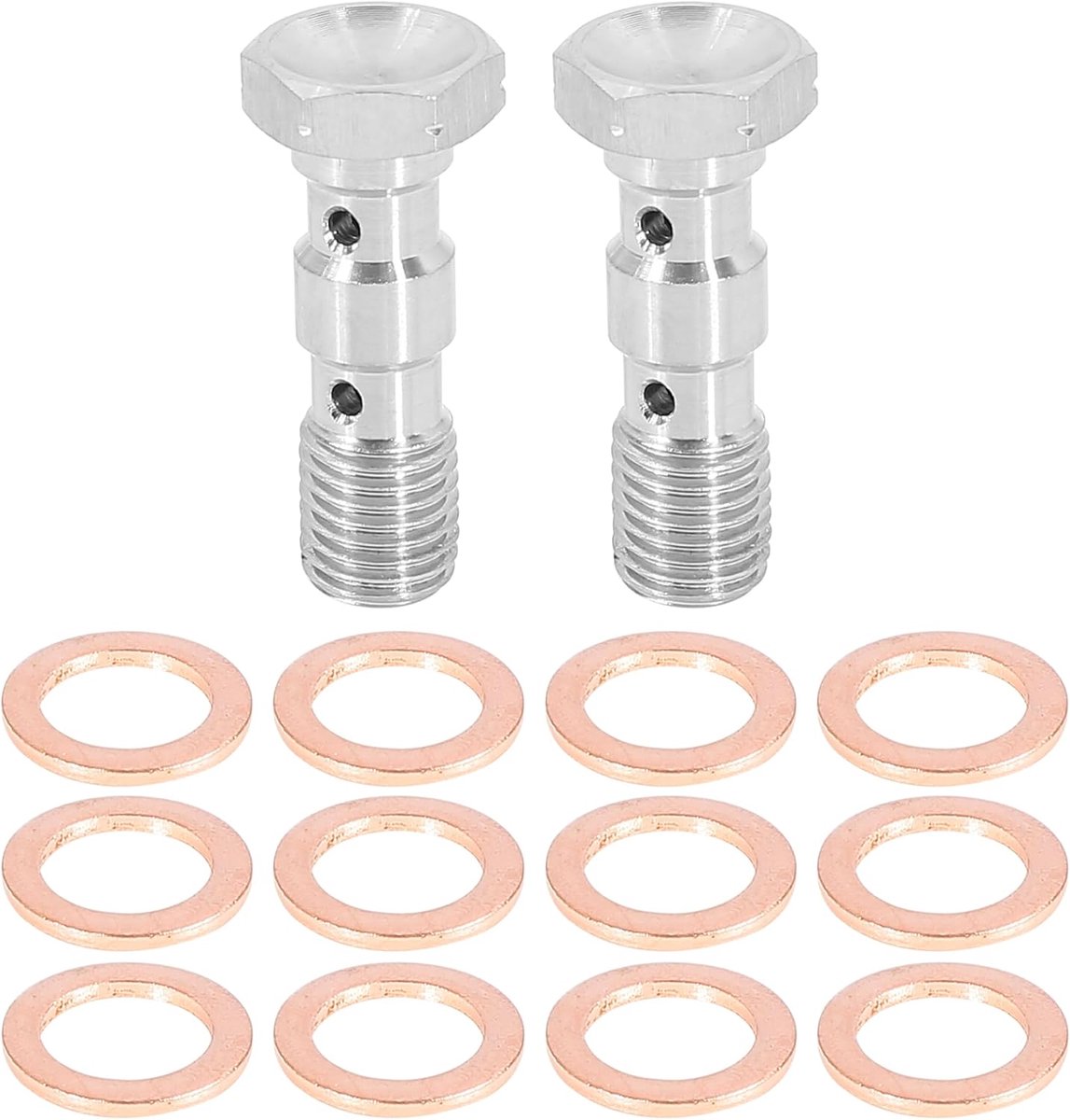 AUTOHAUX Set van 2 M10x1,25 metrische schroefdraad dubbele holle schroef remmen adapter