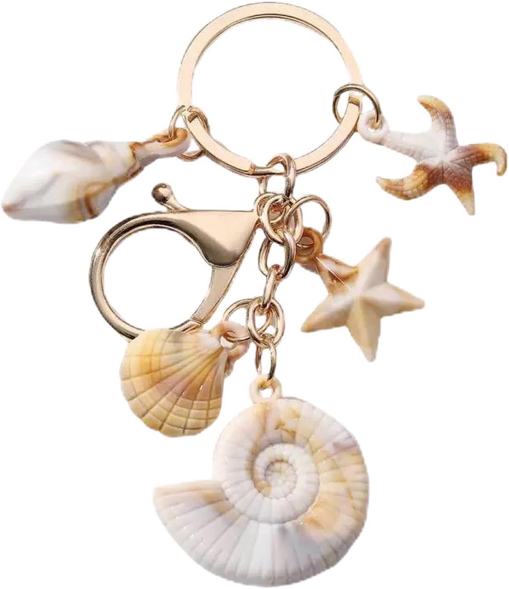 schelpen, sleutelhanger partner, sleutelhanger, sleutelhanger kleine metalen ringen, autosleutelhanger, cadeaus voor koppels, schelp decoratie