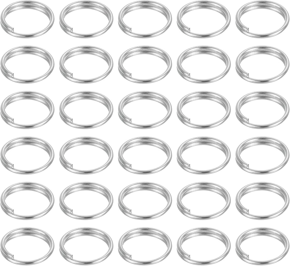 100 stuks 8 mm dubbele strik-borgringen, ronde springringverbinders, kleine vernikkelde kleine sleutelhangerring voor doe-het-zelf knutselwerk, zilver