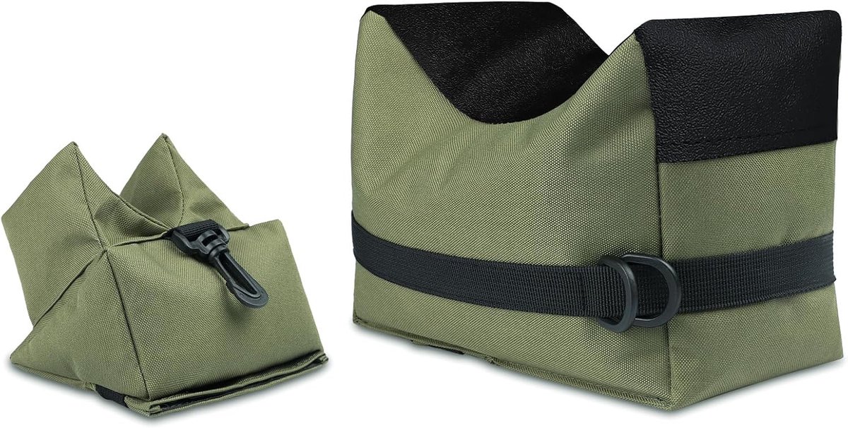 Outdoor schietkussen, zaksteun voor en achter, ondersteuning voor zandzak, standaard, 900 denier polyester, duurzame constructie en waterbestendigheid voor geweer en jacht