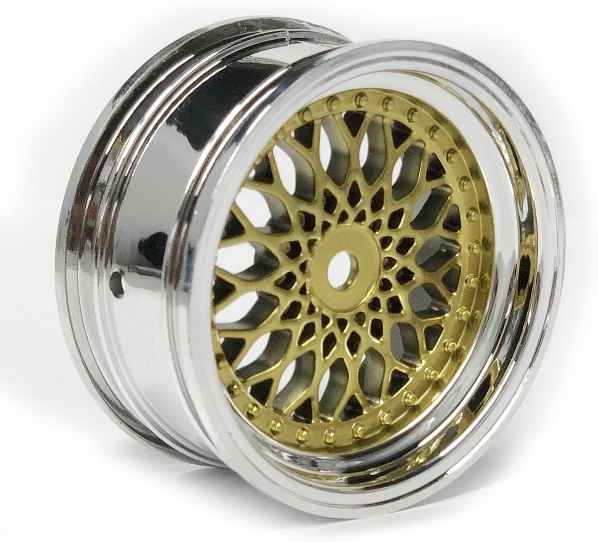 4 stuks RC-auto diameter 52 mm kunststof coating wielvelgen hex 12 mm voor 1:10 RC On-Road Run-flating Drift Touring Racing Car 1,9 inch bandenonderdelen (goud zilver, offset: 6 mm)