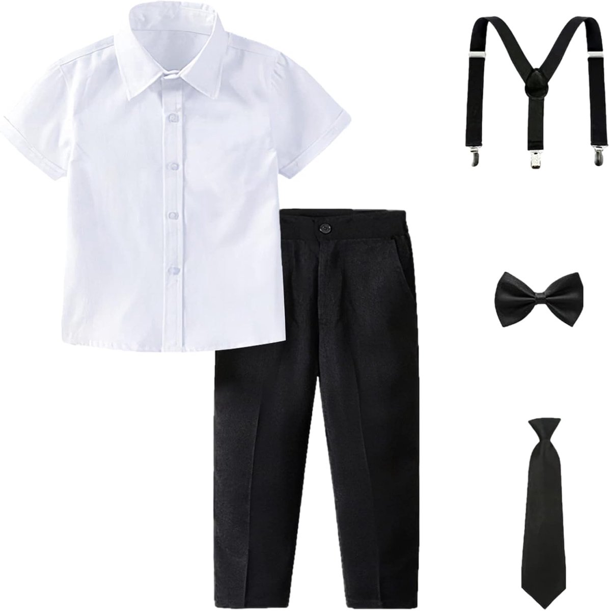 Amropi Jongensset kleding korte mouwen vlinderdas shirts bretels broek