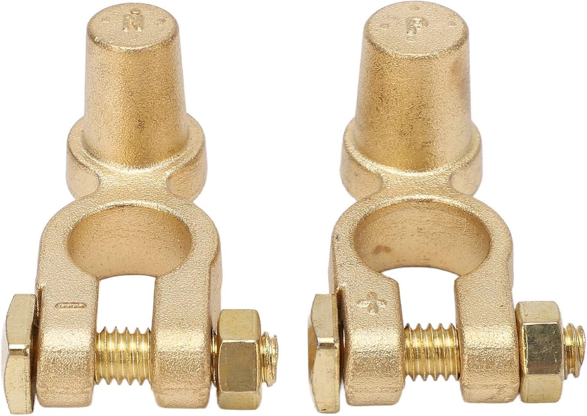 1 Paar Messing Batterij Terminal Vervanging, Roestbestendig SAE naar JIS Positieve Negatieve Top Post Batterij Terminals Klem Set voor Marine Auto Boot RV Voertuigen, Standaard
