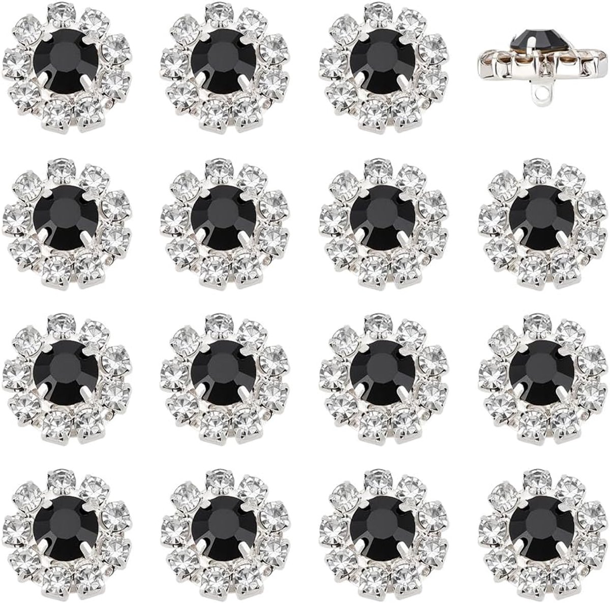 Knopen Versieringen Knopen Zilveren Bloem Kristal Knop Decoratie Bloem Strass Naaien Schacht Knop Voor Sieraden Kleding Bruiloft Craft Accessoire