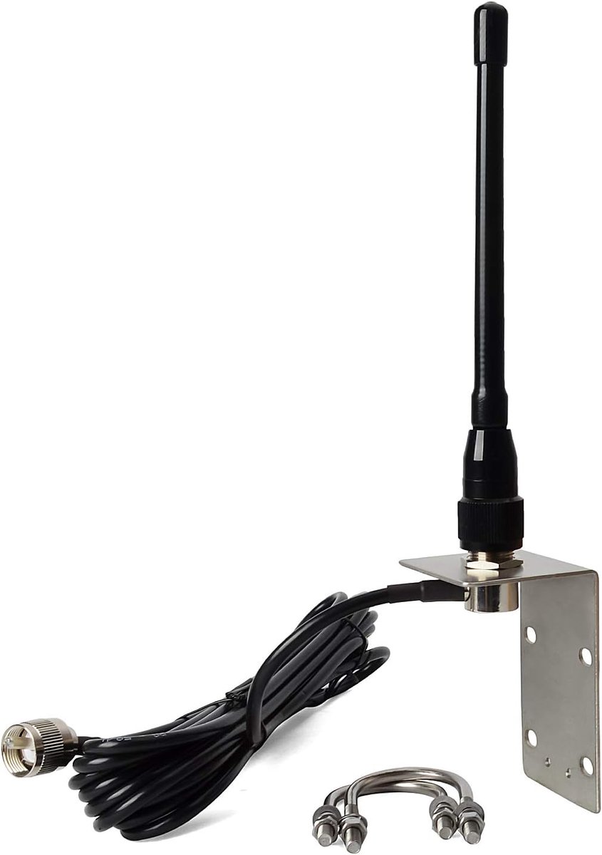 VHF Antenne 156-163 MHz - Gummi met 5 m RG-58 Kabel - RVS L Beugel en U-Bout - Betrouwbare communicatie voor boten - SnelShoppen
