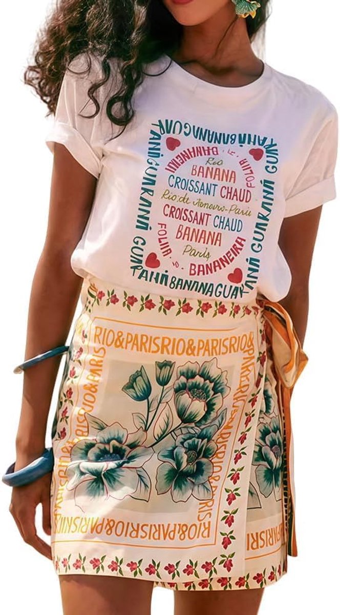 Dames wikkelrok M - bloemenprint - casual minirok - ideaal voor strandvakantie - SnelShoppen