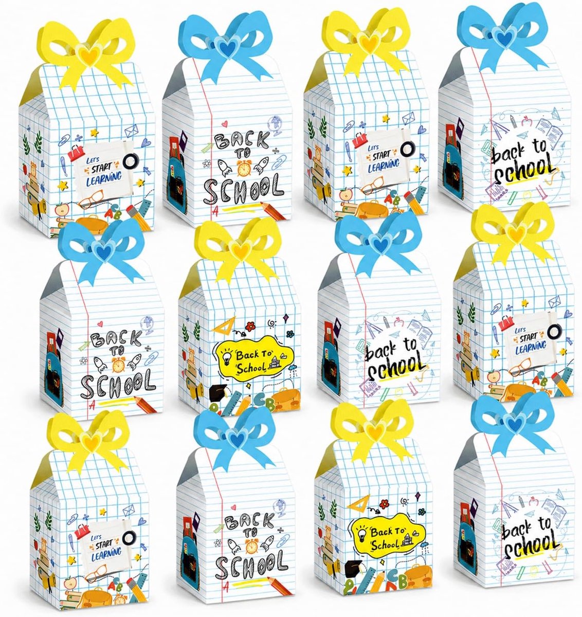 Cadeauzakje eerste schooldag - 12 stuks - blauw en geel - feestelijke uitstraling - SnelShoppen