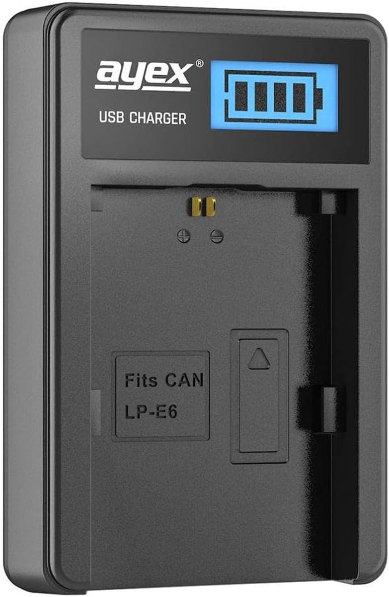 USB lader voor Canon LP-E6 N NH batterijen - LCD laadindicator - oplaadbaar via USB - ideaal voor fotograferen - SnelShoppen