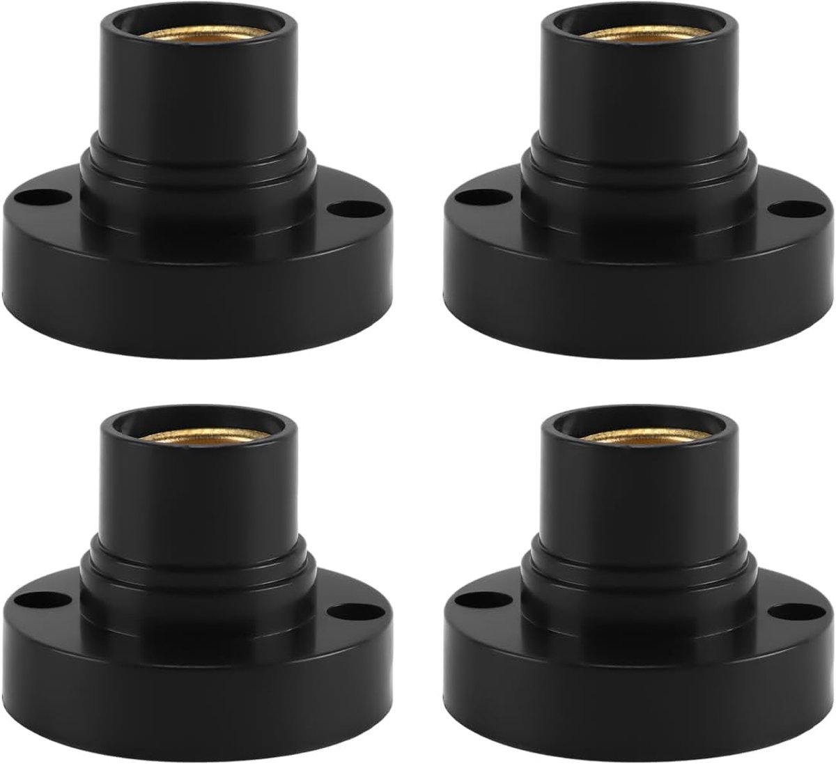 SnelShoppen - 4x E14 Lamp Fitting - Ronde Schroef Fittingen voor Lampen - Halogeen CFL Lamp Vervangingen - Zwart - Hoogwaardige Koper en Plastic - Voo
