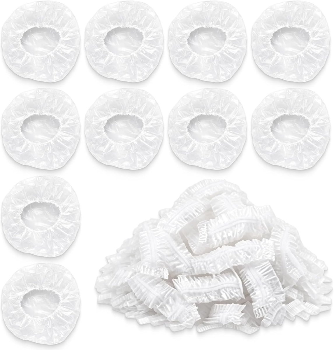 Wegwerpoordoppen 200 stuks - Waterdichte transparante plastic oorkappen - Elastische band - SnelShoppen