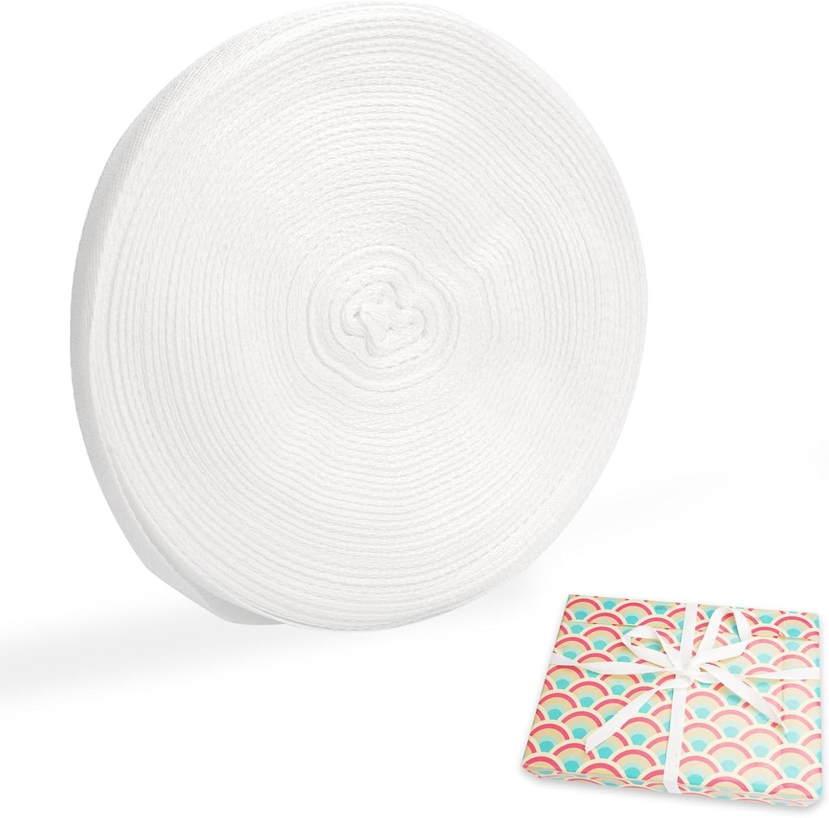 Katoenen tape 10mm x 50m - Witte twill katoen - Voor decoratie en DIY projecten - SnelShoppen