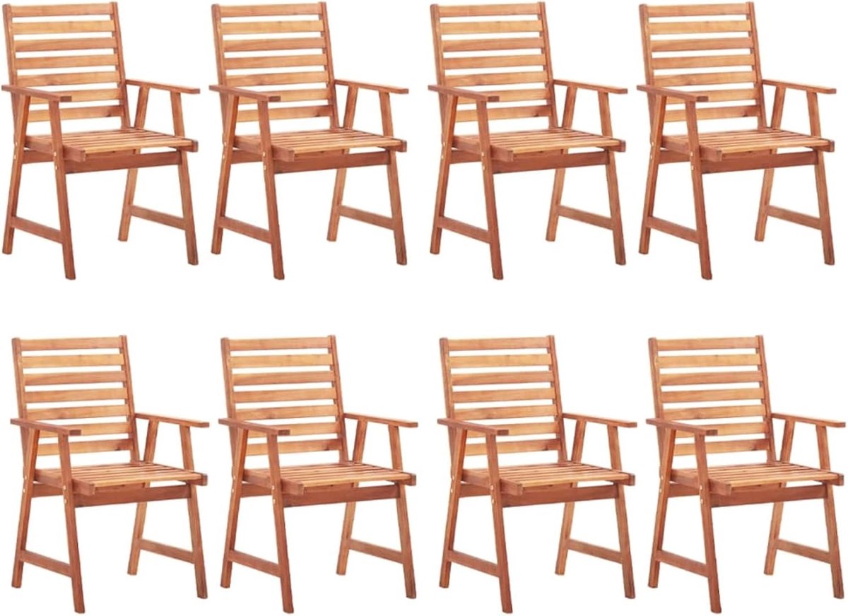 Tuineetkamerstoelen, 8 stuks, tuinstoel, tuinstoel, balkonstoel, tuinstoel, balkonstoel, tuinstoel, balkonstoelen, tuinmeubelen, voor balkon, tuin, terras, massief hout, acacia