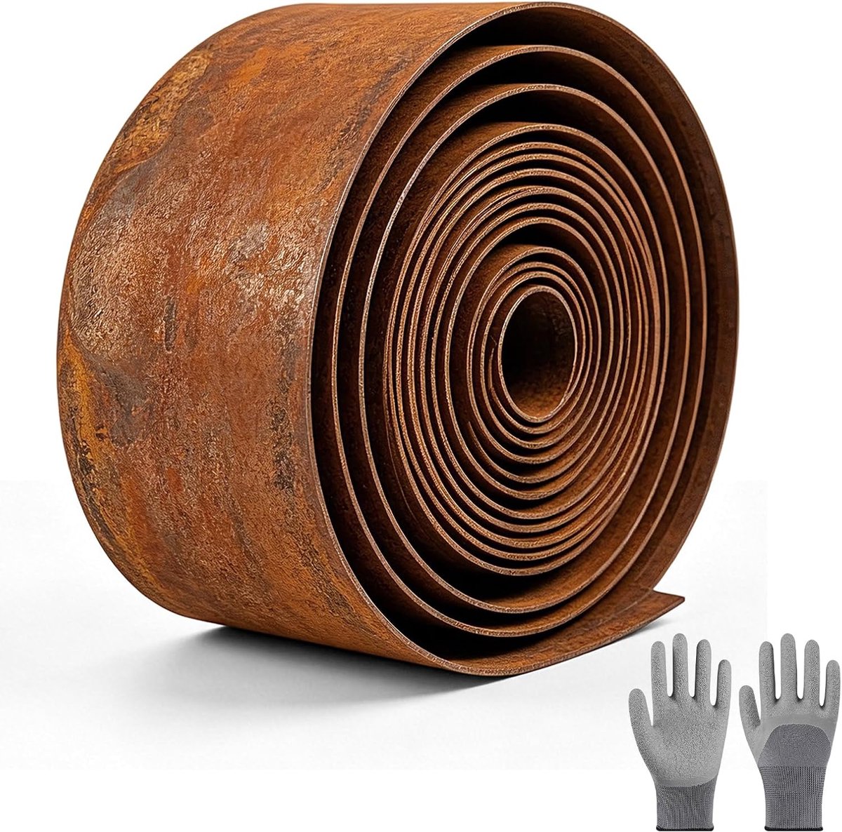 Gazonomranding van weerbestendig staal, 14 cm hoog metalen bloembedomranding, gazonomranding met roestlook, eenvoudige montage, geschikt voor tuingazon, inclusief montagehandschoenen (10 m)